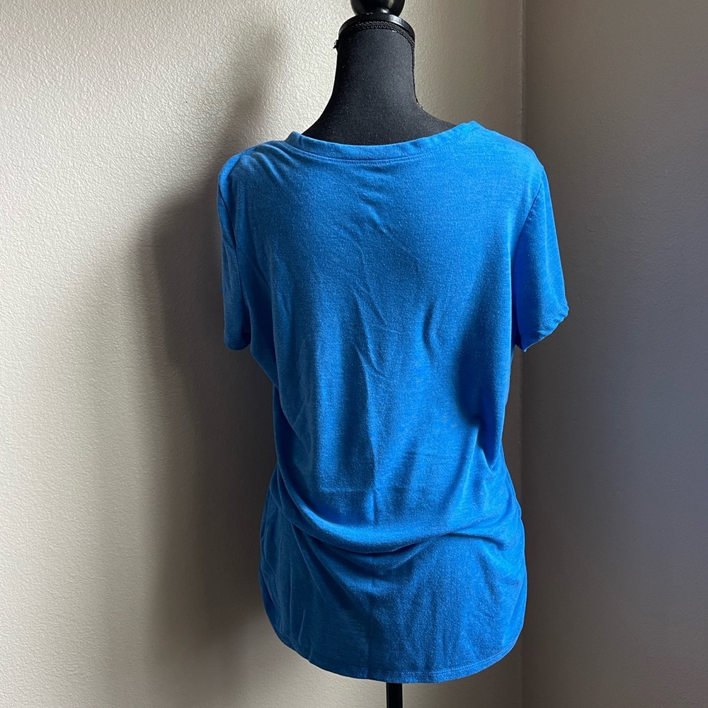 Athletic works blue Vneck ruched T-shirt - Picture 4 of 5
